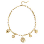 Necklace with sun and heart charms