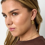 Earrings with rose in flower pendant