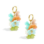 Earrings with a hanging wreath of flowers
