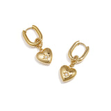 Squoval earrings with heart pendant and stone