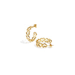 Hoop earrings with alternating hearts