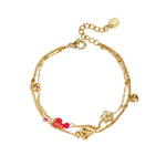 Bracelet with hearts flowers and beads