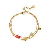Bracelet with hearts flowers and beads