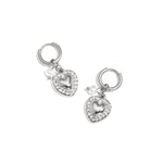 Earrings with heart charm and pearl