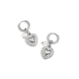 Earrings with heart charm and pearl