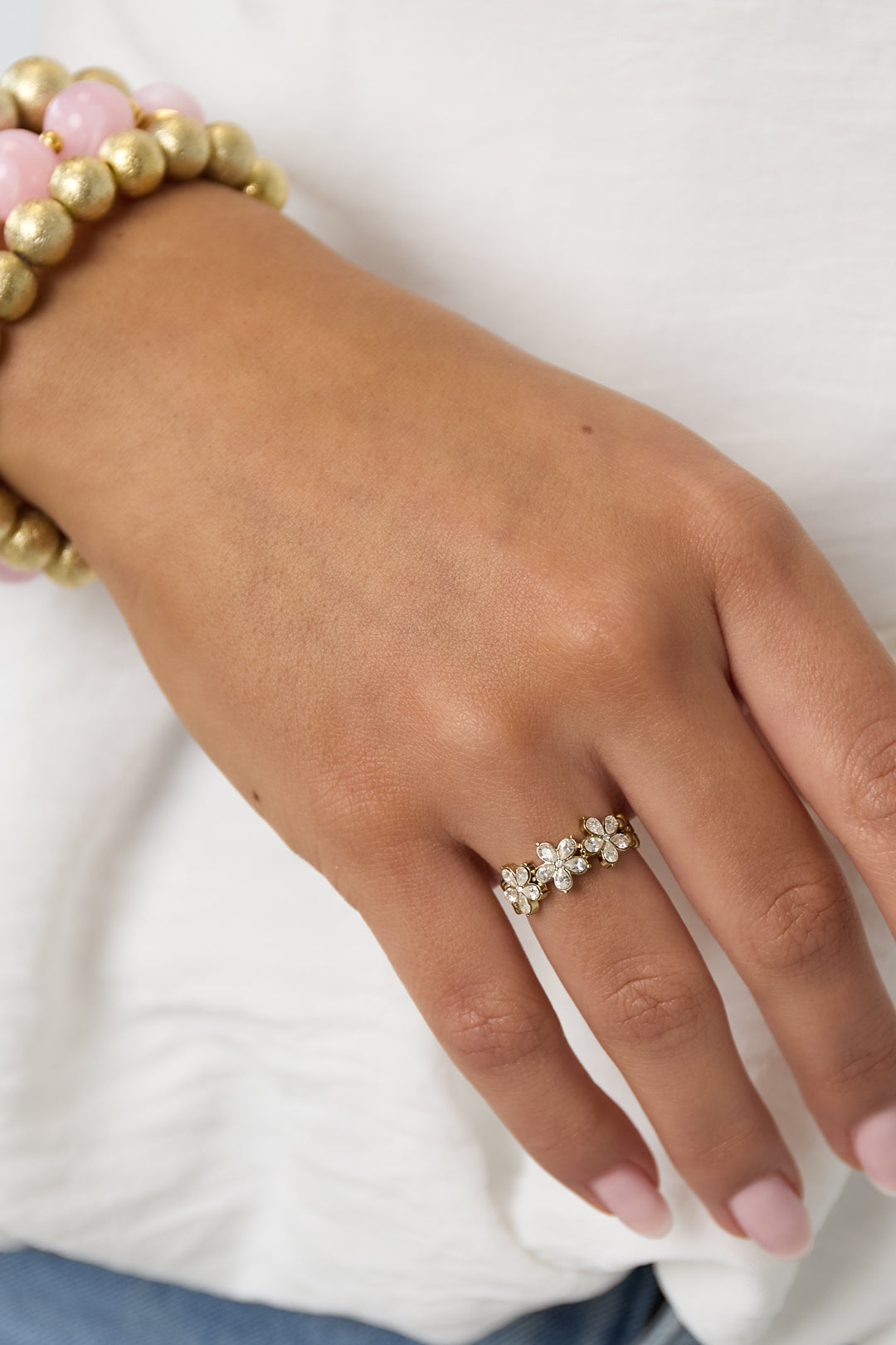 Ring with flowers and stones