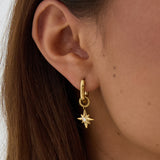 Earrings with shooting star on a small ring