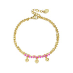 Double bracelet with beads and heart charms