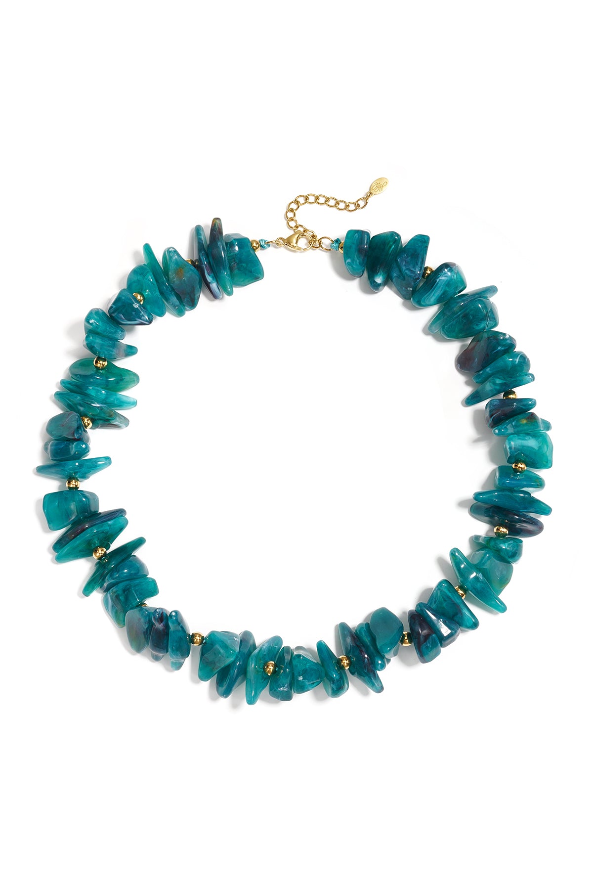 Beaded necklace with different shapes and colors of stones