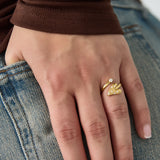 14K Gold Plated Stainless Steel Minimalist Rings Heart Casual Simple Series Women's jewelry