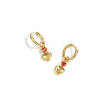 Earrings with dangling hearts and a heart-shaped stone