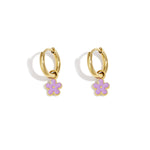 Stainless Steel Colorful Flower Earrings Stainless Steel