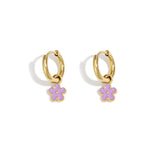 Stainless Steel Colorful Flower Earrings Stainless Steel