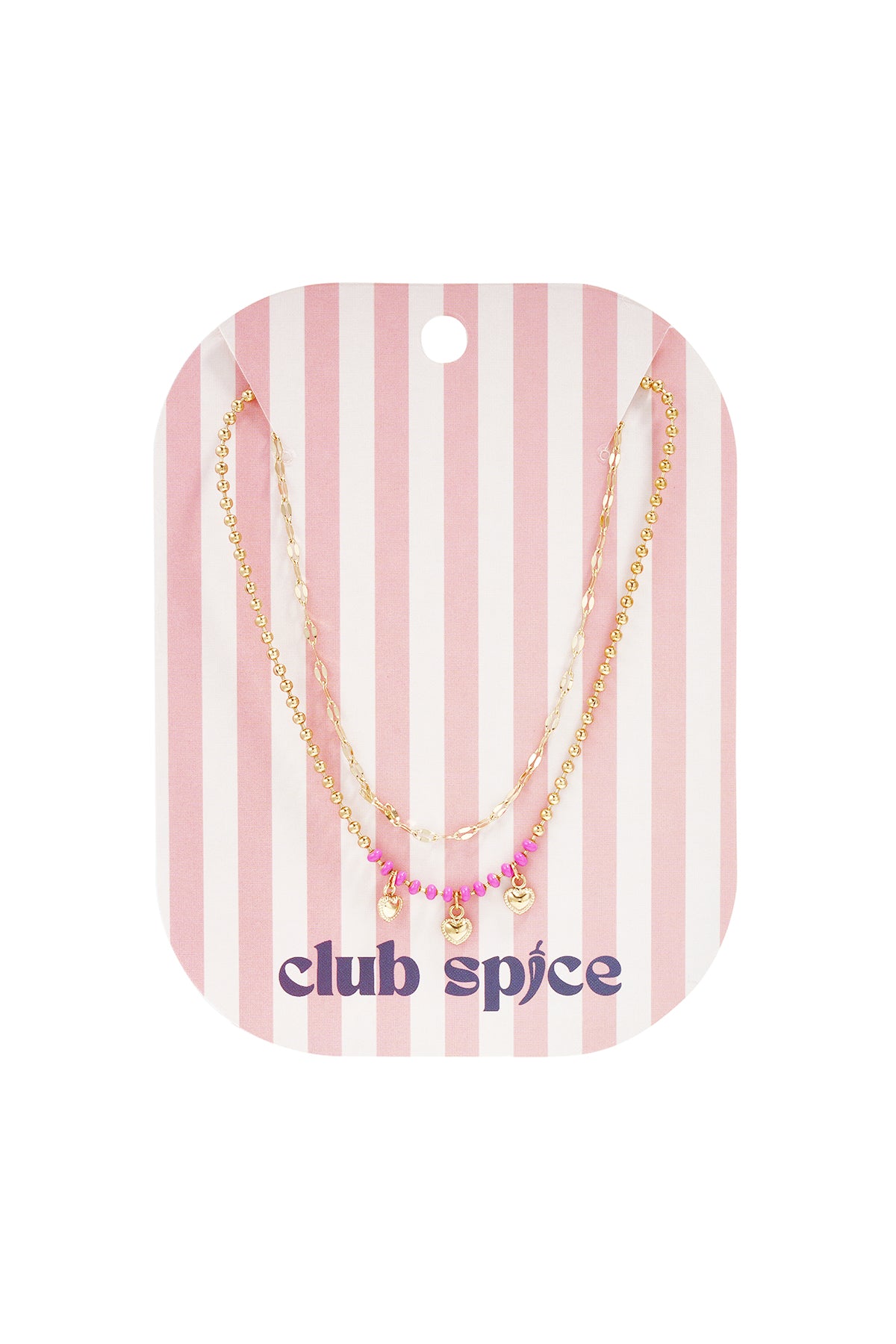 Layered necklaces with beads and hearts