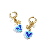 Earrings with colorful heart charms