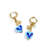 Earrings with colorful heart charms