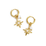 Earrings with pearl and star pendants