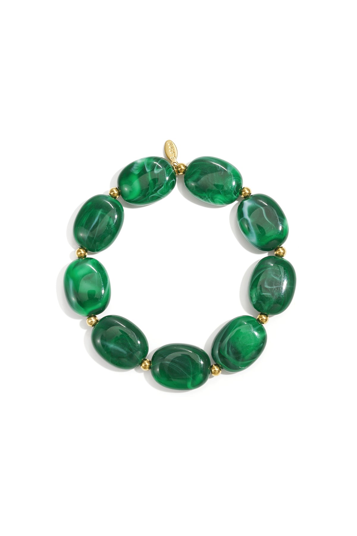 Beaded bracelet with oval and gold beads
