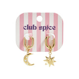 Squoval earrings with moon and star