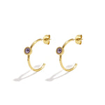 Hoop earrings with round stone