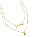 Layered necklace amour with heart