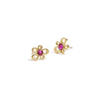 Flower-like shape stud earrings with stone detail