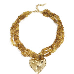 Linked bead necklaces with hanging heart