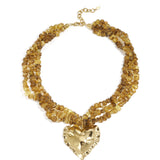 Linked bead necklaces with hanging heart