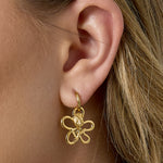 Earrings with rose in flower pendant