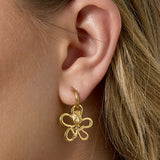 Earrings with rose in flower pendant
