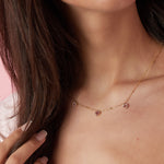 Necklace with pink stones in hearts