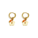 Earrings with hanging flower and beads