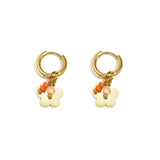 Earrings with hanging flower and beads