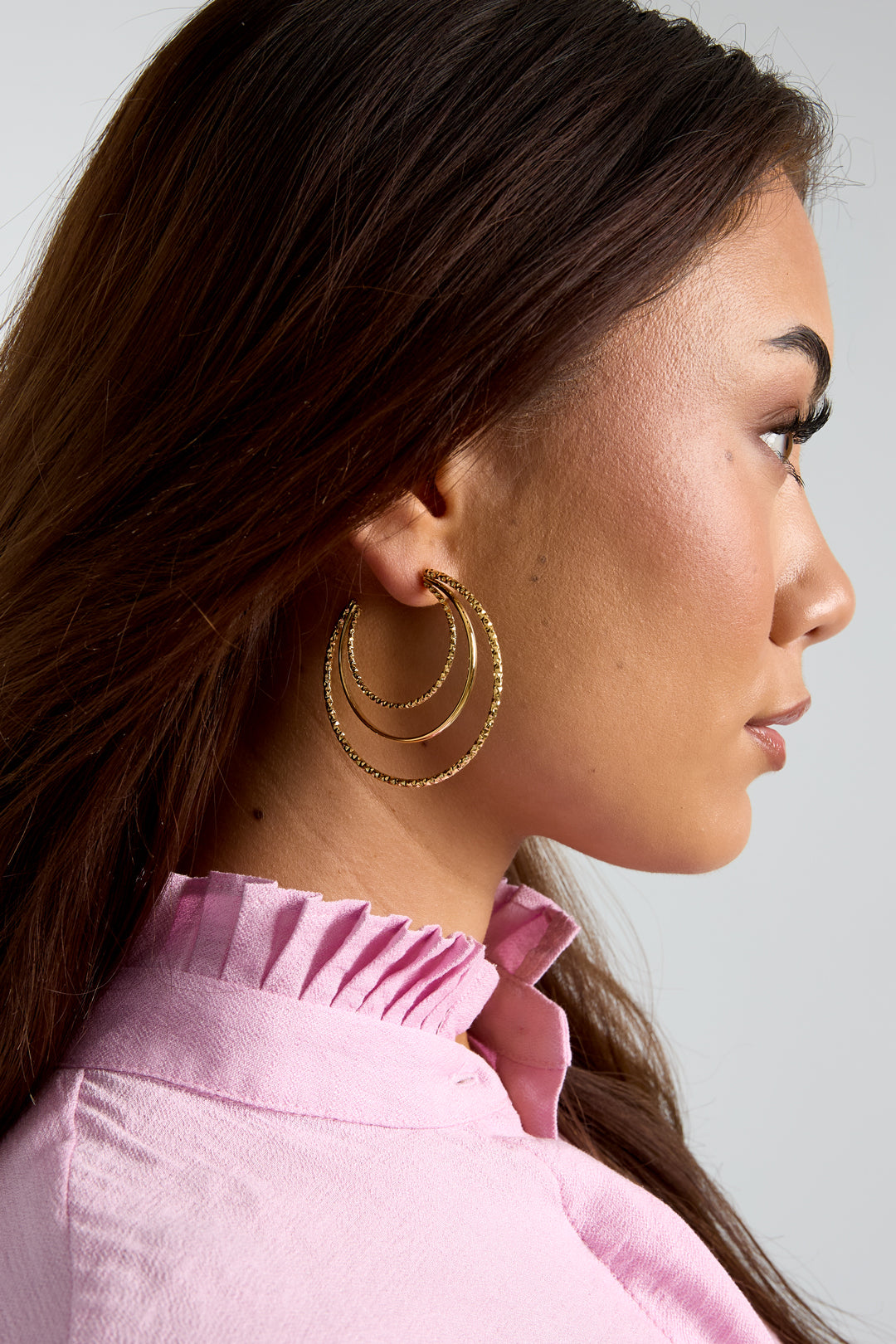 Layered triple hoop earrings