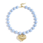 Bead necklace with hanging heart