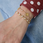 Clover bracelet with alternating stones