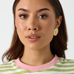 Statement earrings sparkling coin with heart