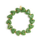 Elastic heart beaded bracelet