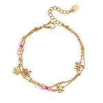 Double bracelet with colorful flowers