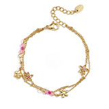 Double bracelet with colorful flowers