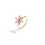 Ring with rhinestone flower