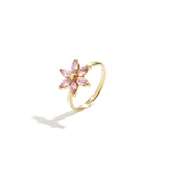 Ring with rhinestone flower