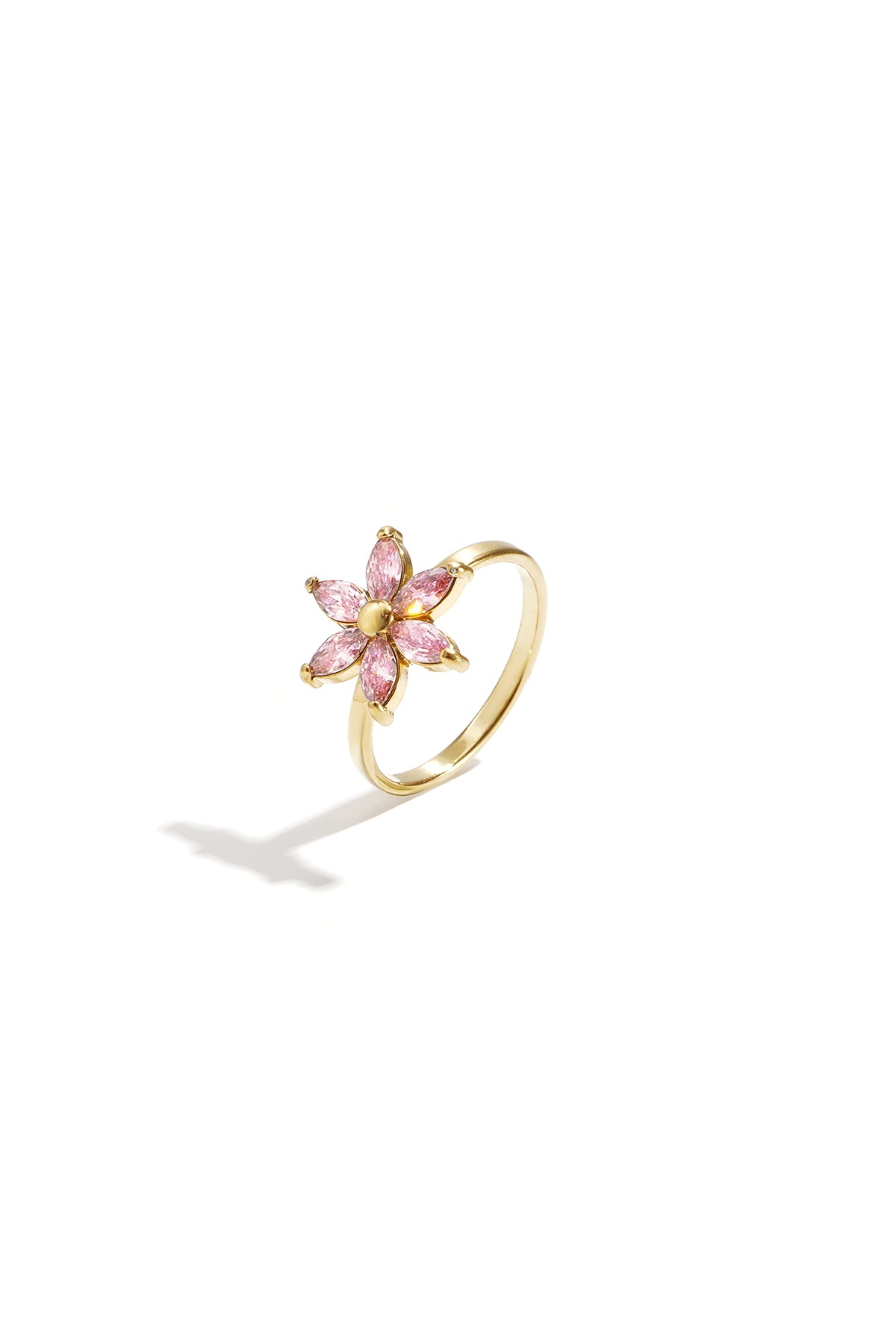 Ring with rhinestone flower
