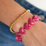 Elastic heart beaded bracelet