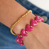 Elastic heart beaded bracelet