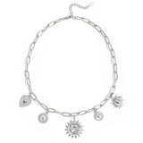 Necklace with sun and heart charms