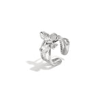 Layered statement ring with flower and stone