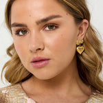 Bow earrings with hanging heart