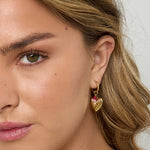 Earrings with heart and beads
