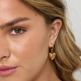 Earrings with heart and beads